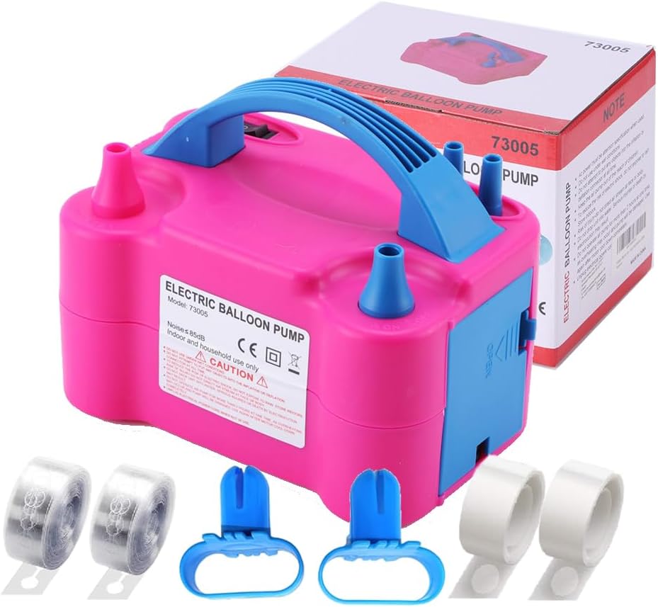 Balloon Pump Electric Balloon inflator for Party Decoration, Used to Quickly Fill Balloons, Portable 2 Modes Dual Nozzle Balloon Pump kit 600W