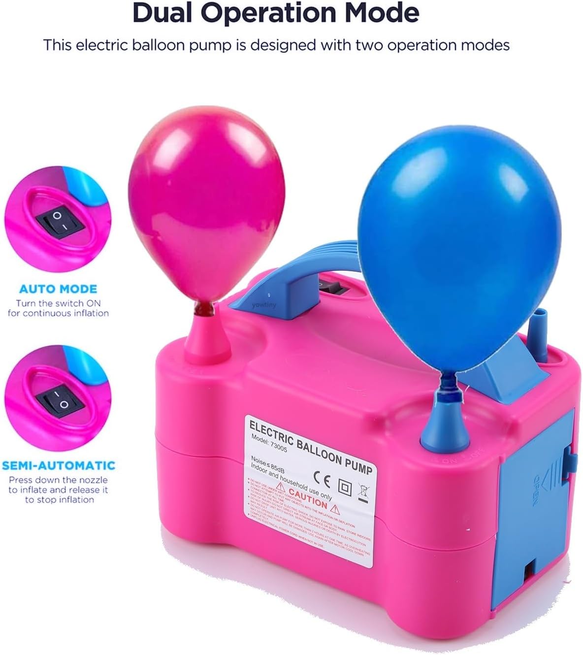 Balloon Pump Electric Balloon inflator for Party Decoration, Used to Quickly Fill Balloons, Portable 2 Modes Dual Nozzle Balloon Pump kit 600W