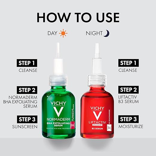 Vichy LiftActiv B3 Serum 5% Niacinamide + Glycolic Acid + Tranexamic Acid + Peptides, Fades Dark Spots & Smooths Wrinkles In 8 Weeks, Discoloration Correcting Serum, Alcohol Free