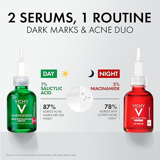 Vichy LiftActiv B3 Serum 5% Niacinamide + Glycolic Acid + Tranexamic Acid + Peptides, Fades Dark Spots & Smooths Wrinkles In 8 Weeks, Discoloration Correcting Serum, Alcohol Free