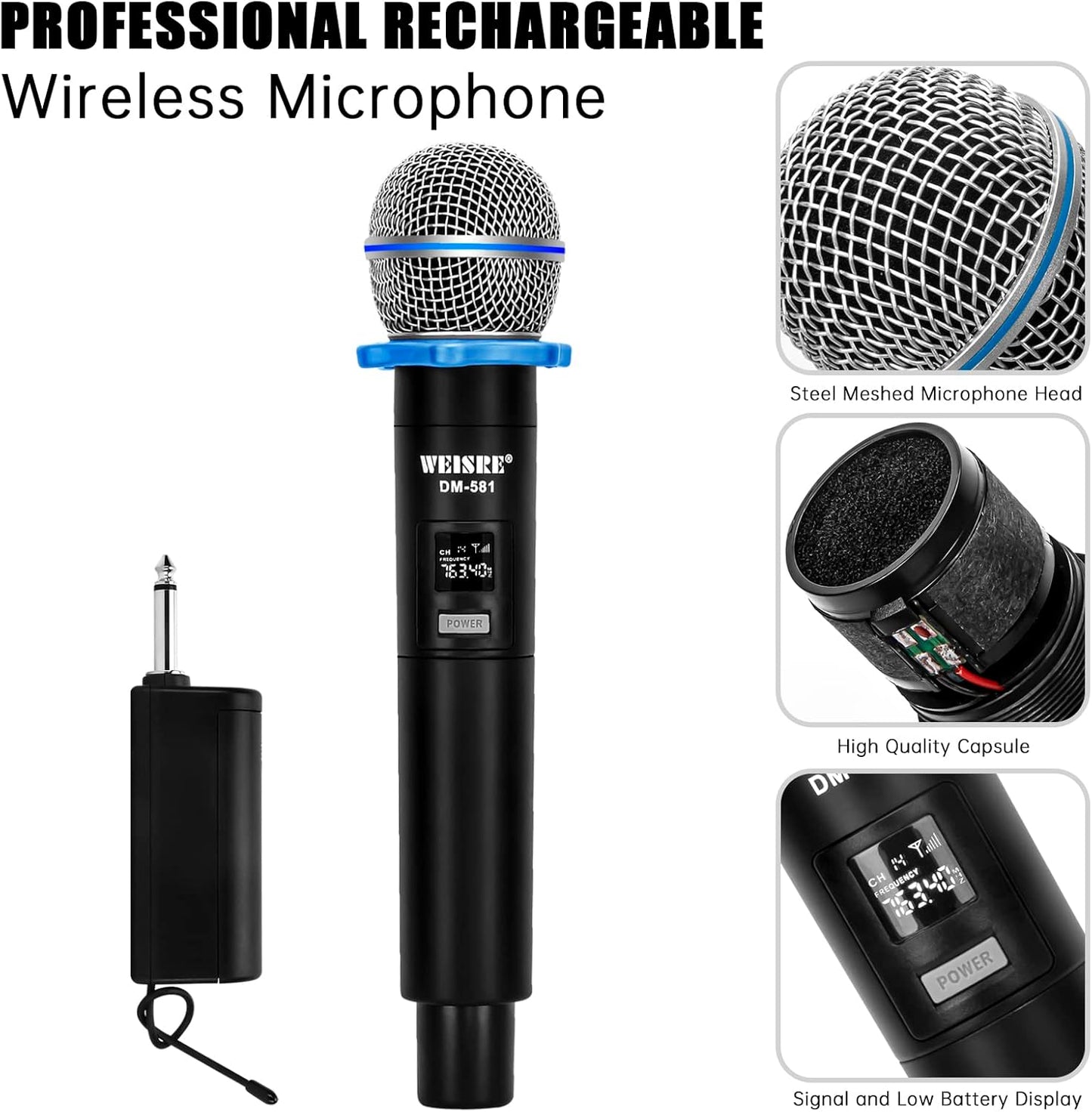 QiCheng&LYS Dynamic vocal microphone, professional unidirectional hand microphone for karaoke scene, vocal recording (DM-581)