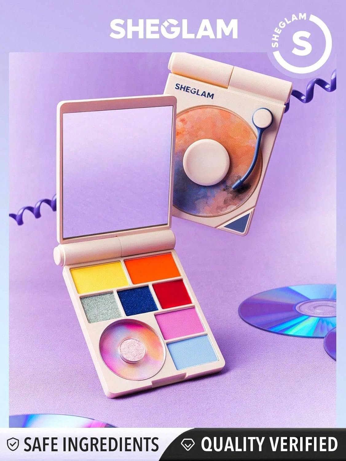 SHEGLAM Vinyl Pop Color Palette-Color Me Crazy 9-Color Shimmer Matte Palette Color/Colour Evenly Pigmented Smooth Blendable