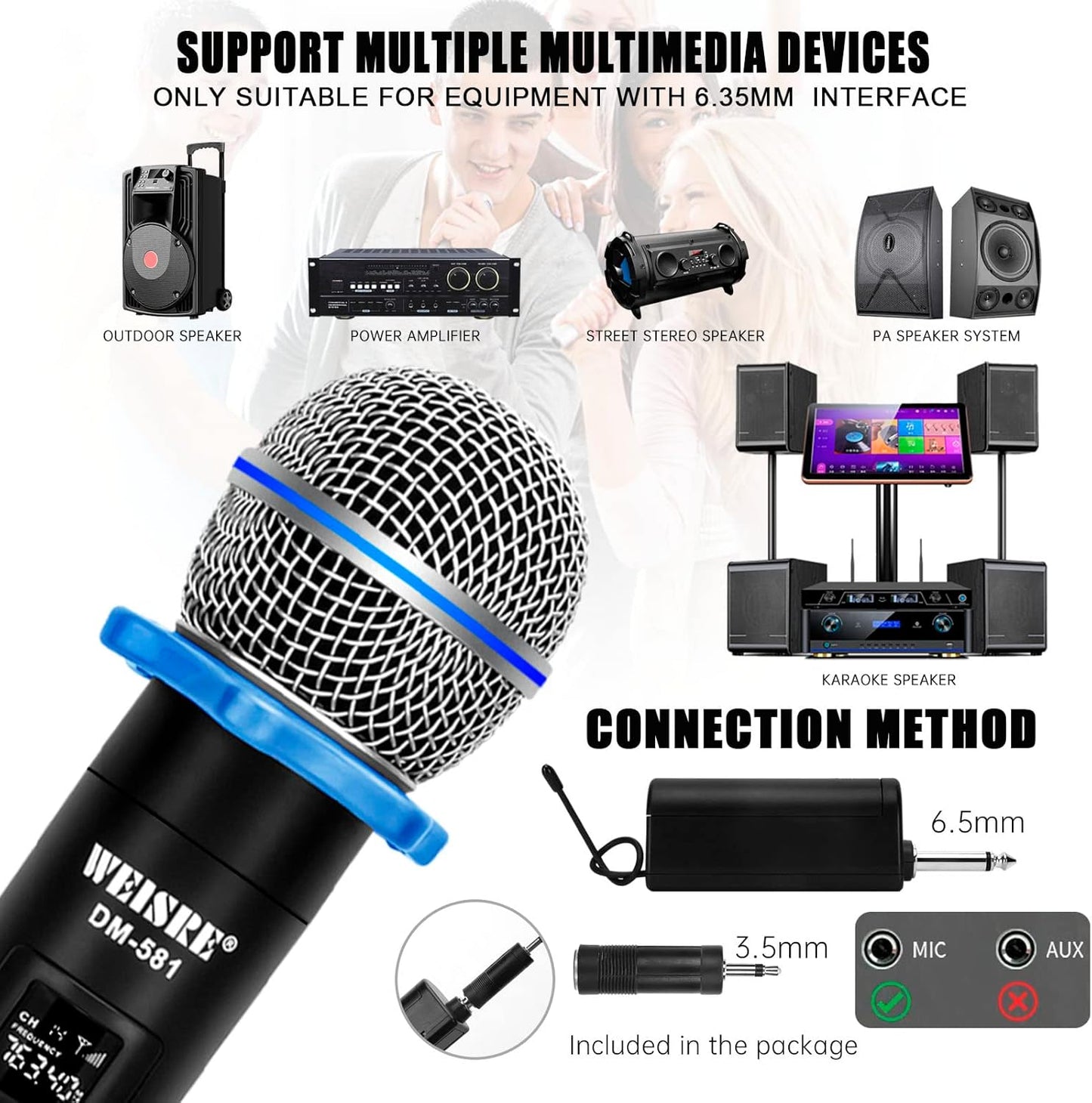 QiCheng&LYS Dynamic vocal microphone, professional unidirectional hand microphone for karaoke scene, vocal recording (DM-581)