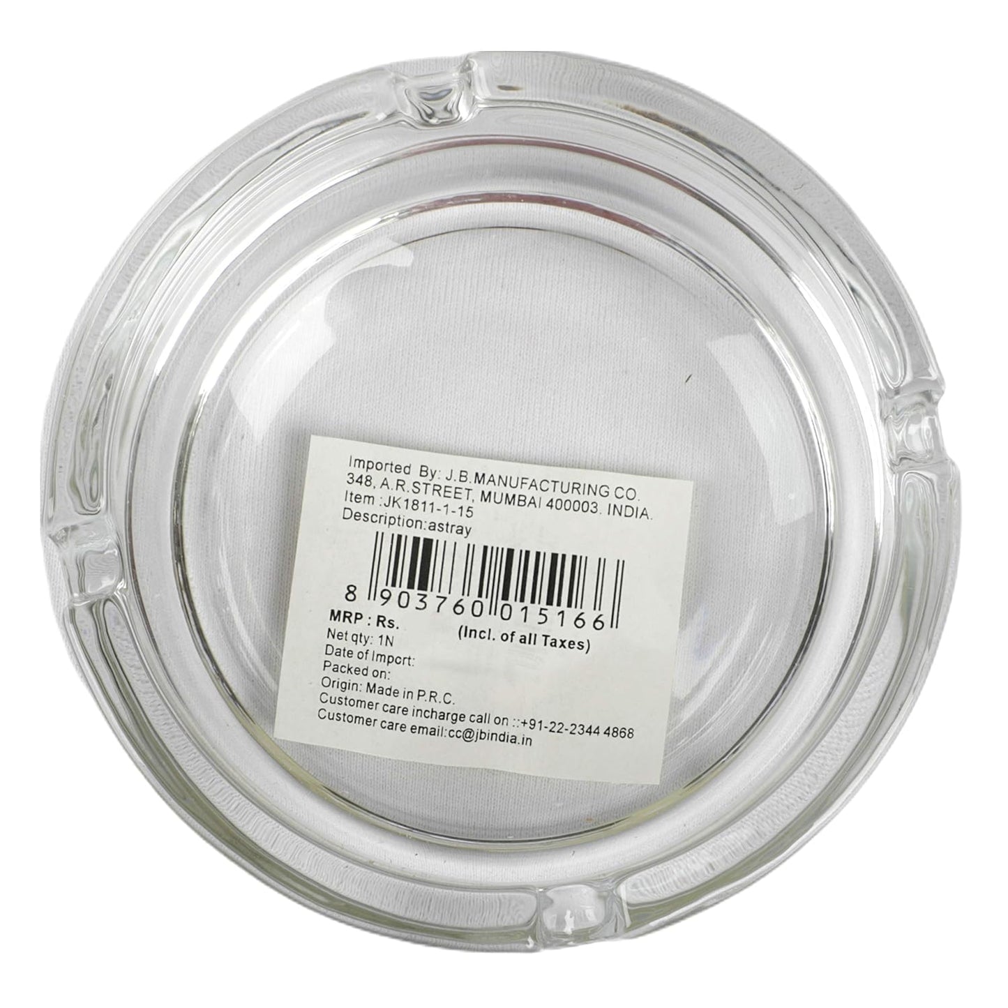 Red Cherry Glass Ashtray, Transparent, 1 Piece