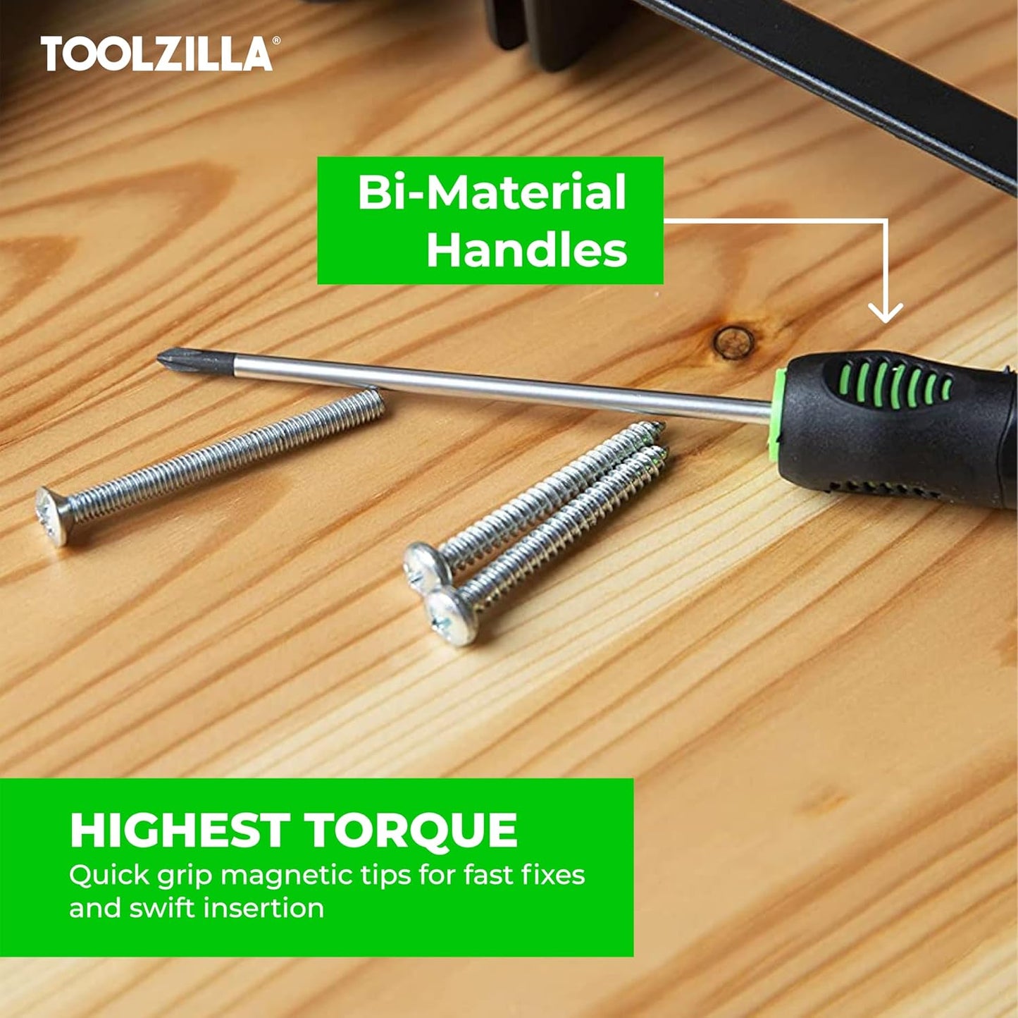 TOOLZILLA 9 pieces professional magnetic screwdriver set and carry case Compatible with flat head screwdriver, Pozidriv screwdriver