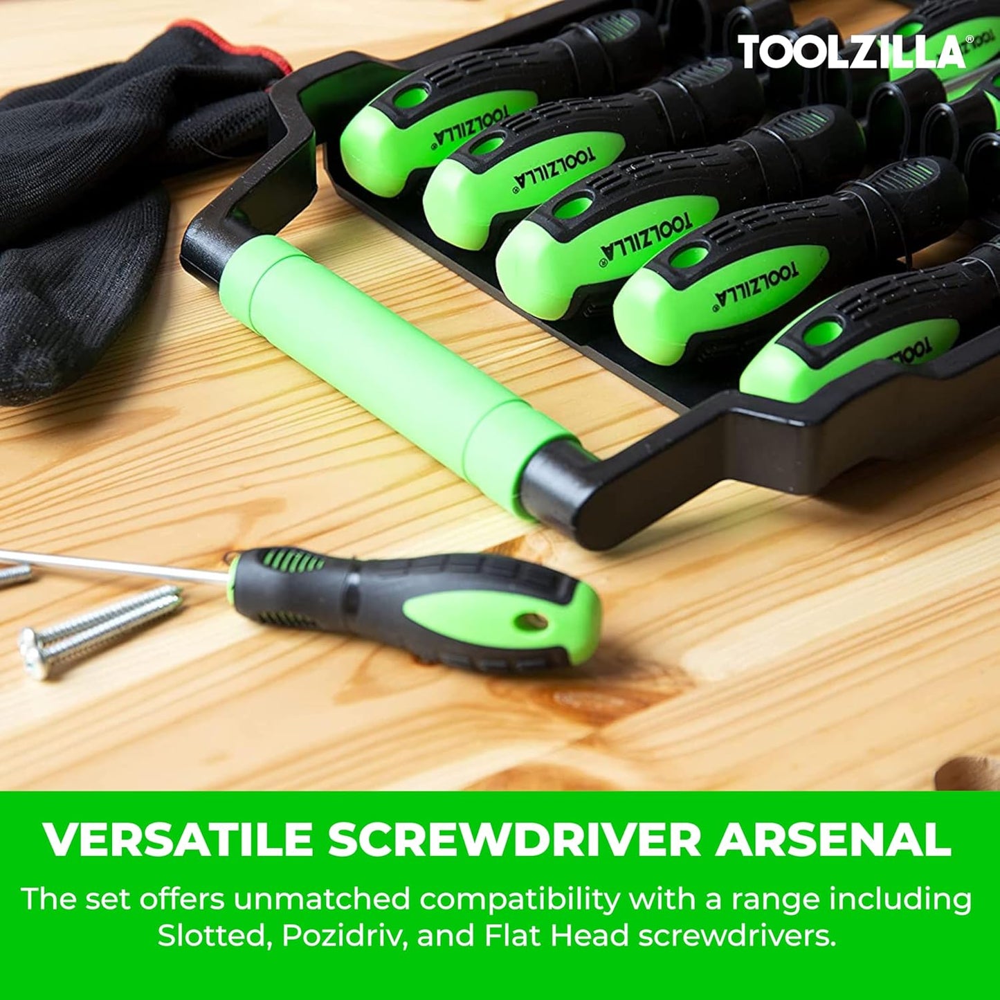 TOOLZILLA 9 pieces professional magnetic screwdriver set and carry case Compatible with flat head screwdriver, Pozidriv screwdriver