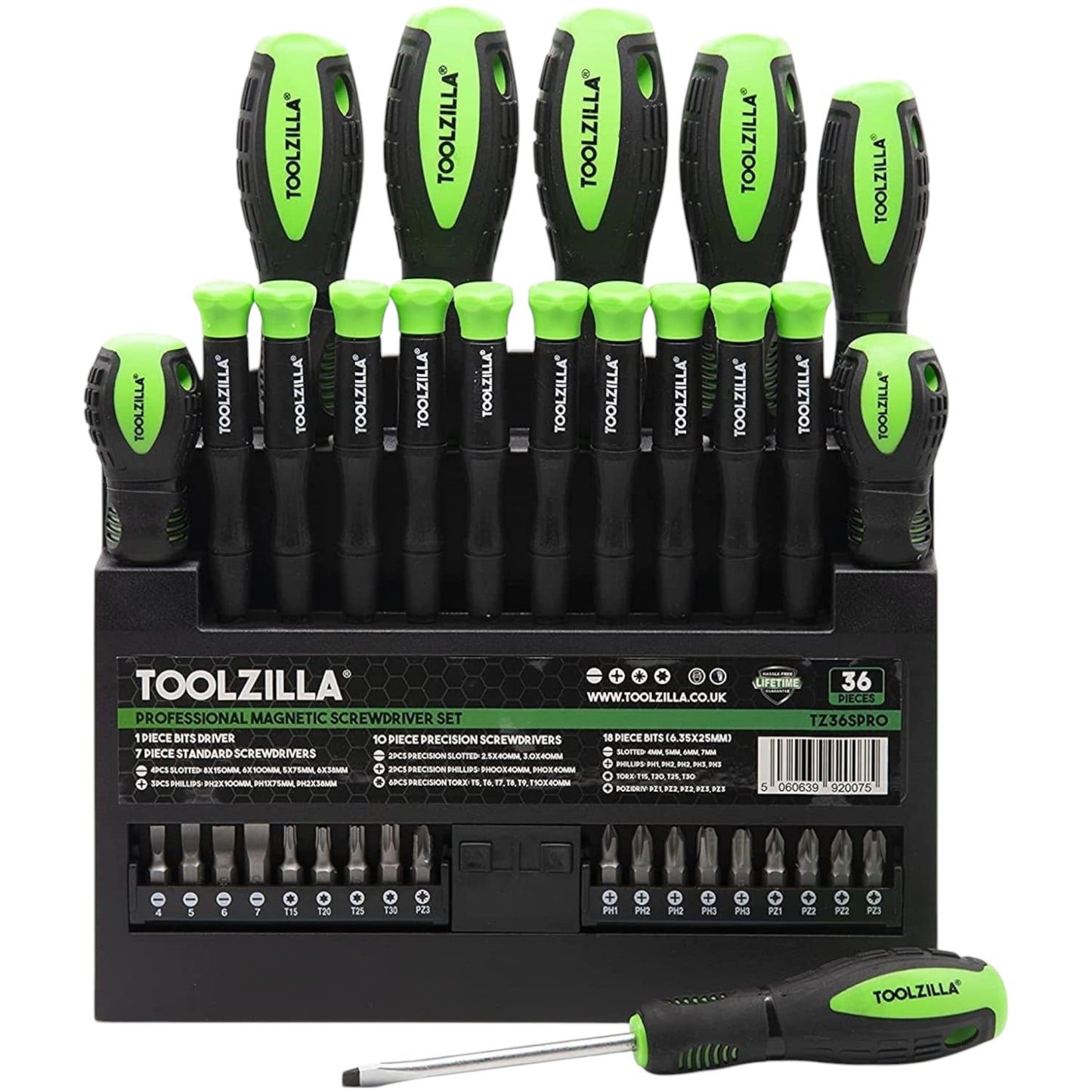 TOOLZILLA Professional Screwdriver Set 36 Piece Magnetic Screwdriver Tool Set for DIY Hand Tools. Durable Magnetic Screwdriver Set with Heavy Duty Bit Drivers, Draper Screwdrivers Set