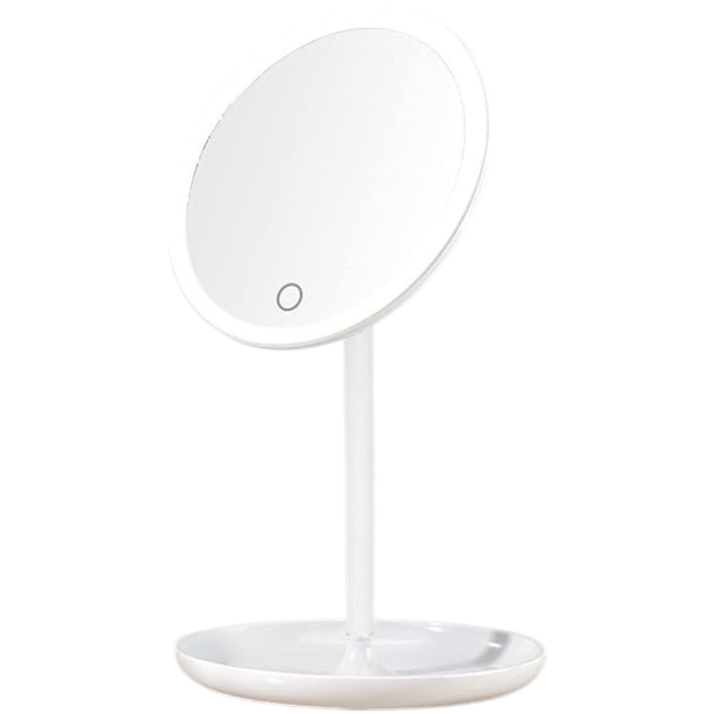 LED Makeup Mirror with Light Lamp with Storage Desktop Rotating Cosmetic Mirror Light Adjustable Dimming USB Vanity Mirror