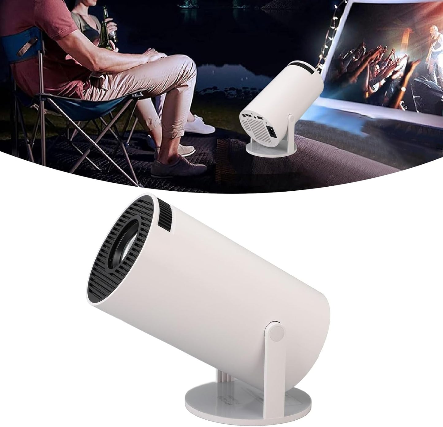 Projector, HD 1080P Video Projector, Portable Outdoor Projector, Home Cinema Film Projector, Automatic 270 Degree Correction, Compatible with Android, TV Stick, USB