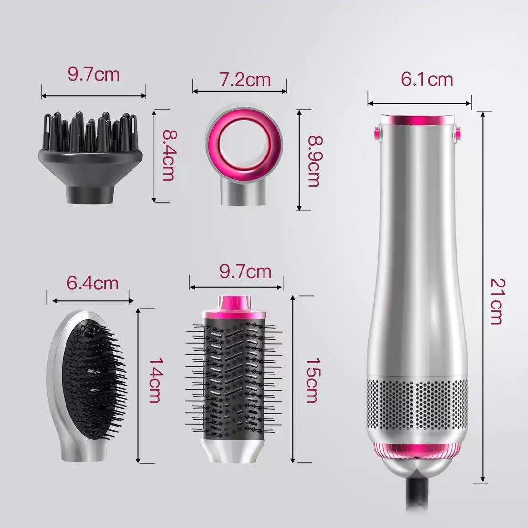 4-In-1 Hot Air Brush With Negative Ion, Detachable Blow Dryer, Hair Styling Tools Set With Hair Dryer, Hair Curler & Hair Straightener
