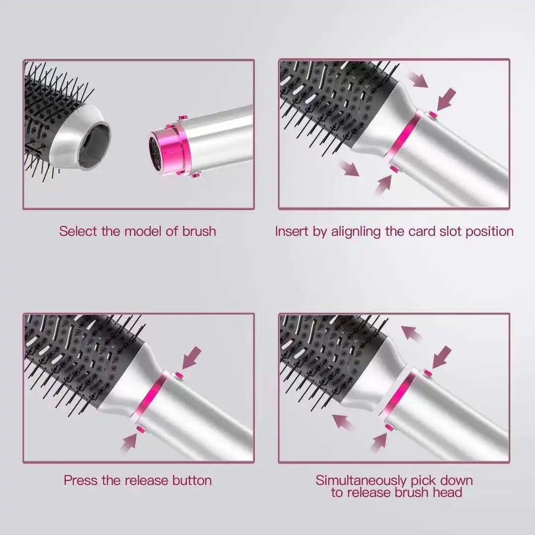 4-In-1 Hot Air Brush With Negative Ion, Detachable Blow Dryer, Hair Styling Tools Set With Hair Dryer, Hair Curler & Hair Straightener