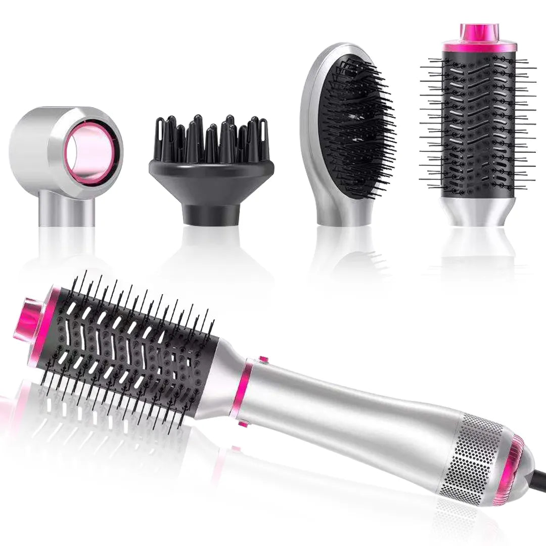 4-In-1 Hot Air Brush With Negative Ion, Detachable Blow Dryer, Hair Styling Tools Set With Hair Dryer, Hair Curler & Hair Straightener