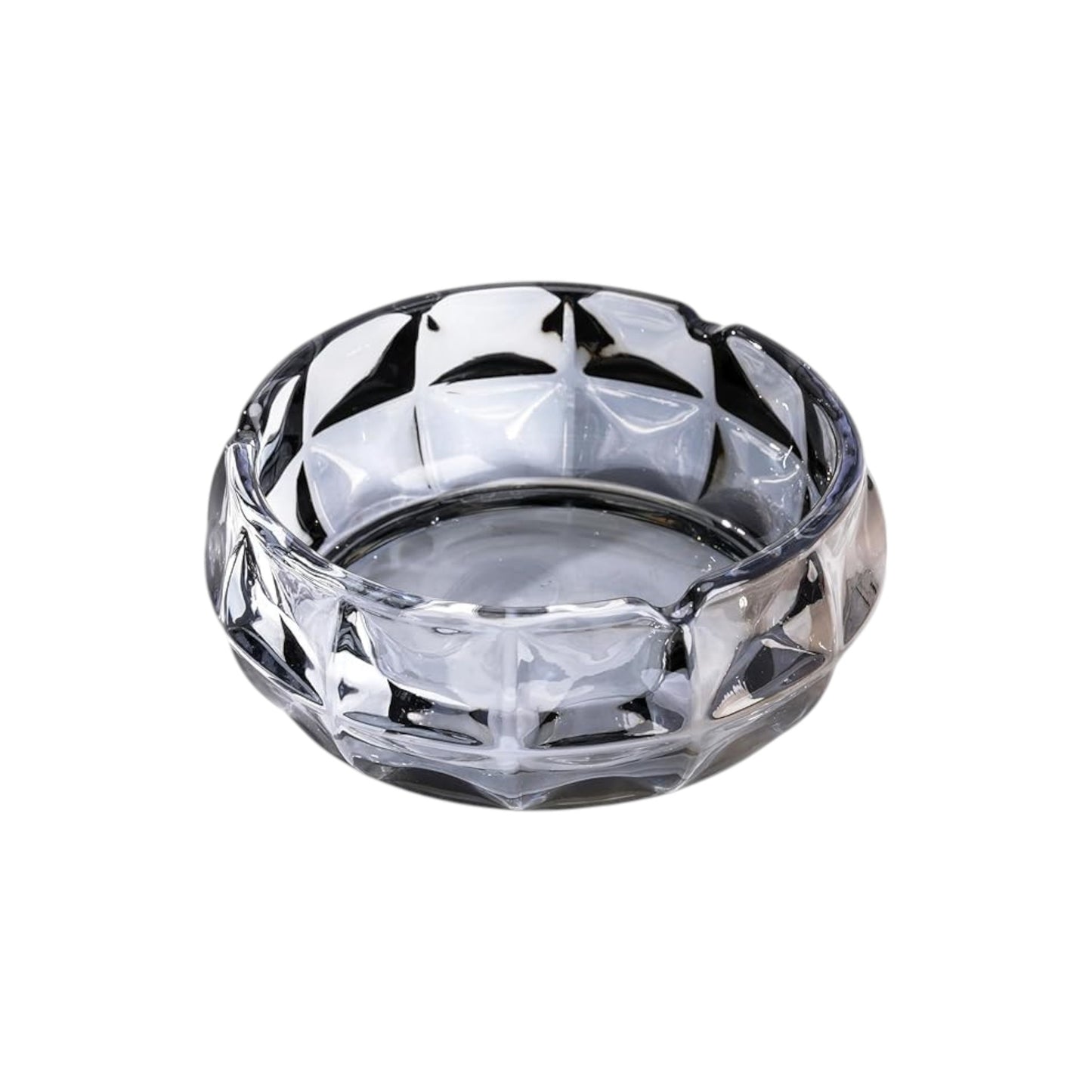 Crystal Glass Ashtray, Luxury Crystal Gray 5.9 Inch Round Tabletop Decoration